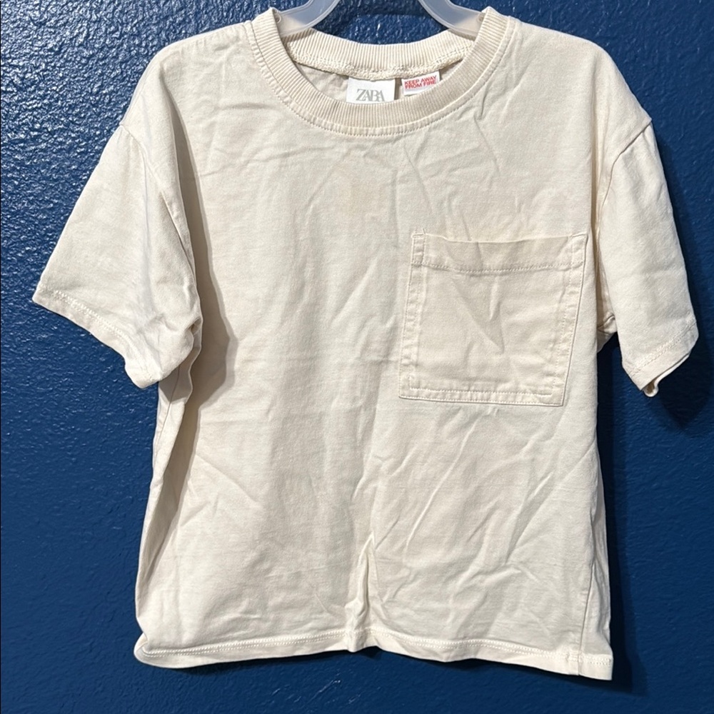 Zara Cream Short Sleeve Tee Relaxed Fit